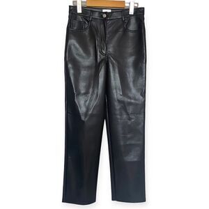 Wilfred | Aritzia Black The Melina Vegan Leather High-Rise Straight Leg Pants
